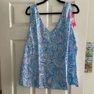 Lilly Pulitzer Gigi Tank - NWT- Zanzibar Blue Fish Kiss - Size XL